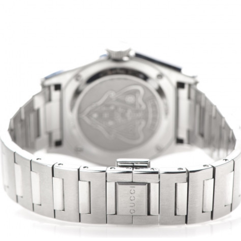 GUCCI Stainless Steel Black Mother of Pearl 115 Pantheon Quartz Watch - Picture 8 of 10